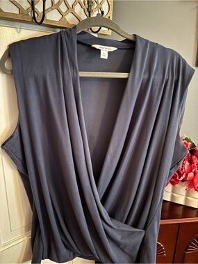 Nine West Dark Navy Ribbed Sleeveless Top